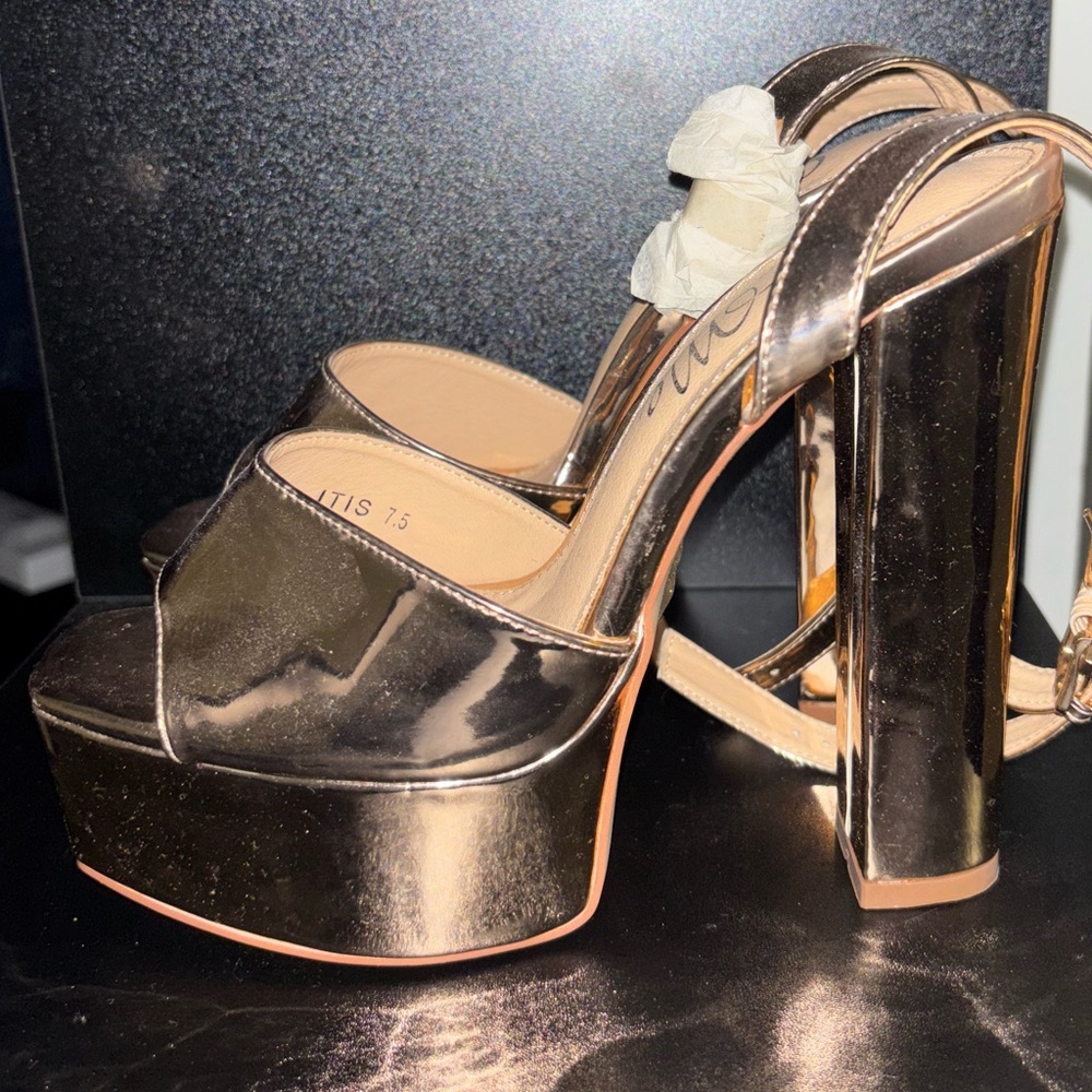 Gold Platform Heel with Adjustable Buckle